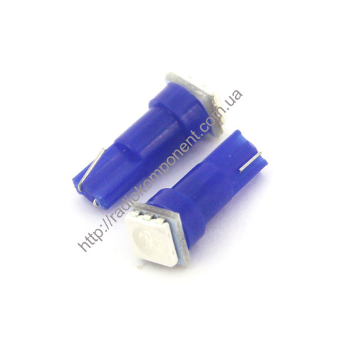 Автолампа T5 5050-1smd 12v синяя