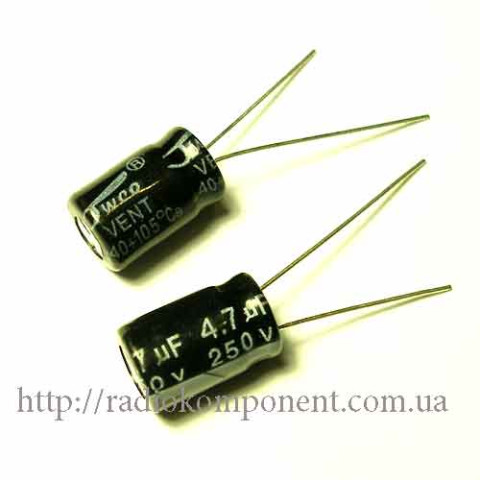 Конденсатор 4.7mF 250V 8x12mm