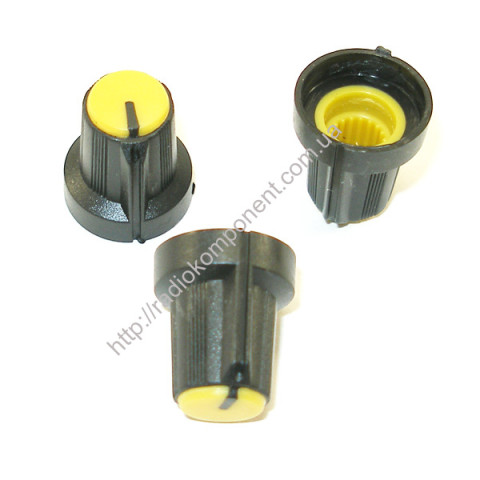 Knob RN-5 for potentiometer black-yellow