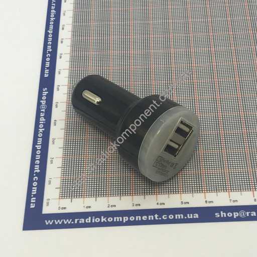 Зарядка автомобильная 2 USB/2.1A/1A черная