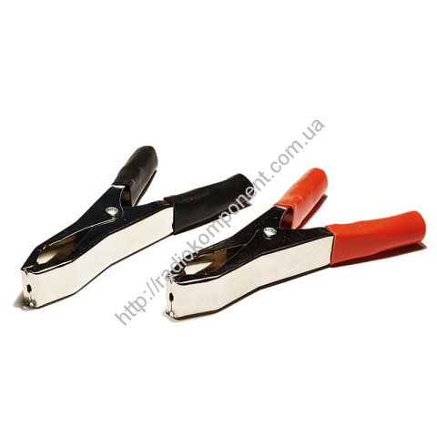 Clip crocodile 50A battery pair red + black, L=100mm