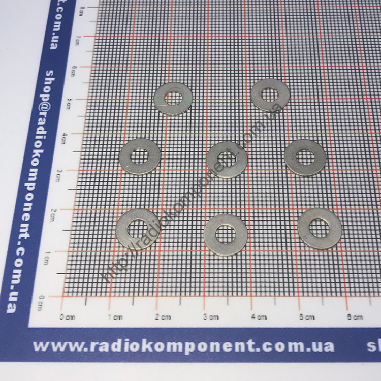 Шайба 4 мм плоская латунная никелированная