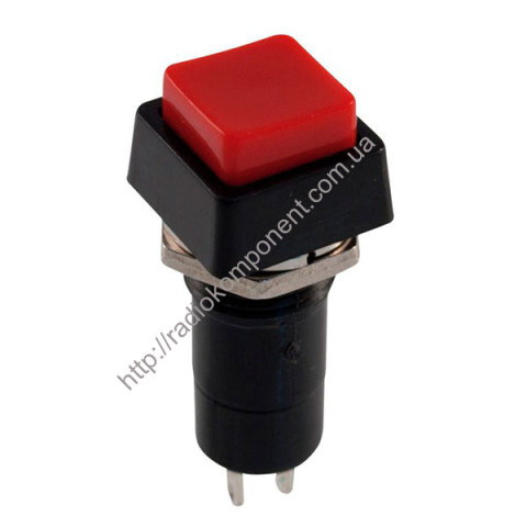 Button square without fixing PBS-12B-R red