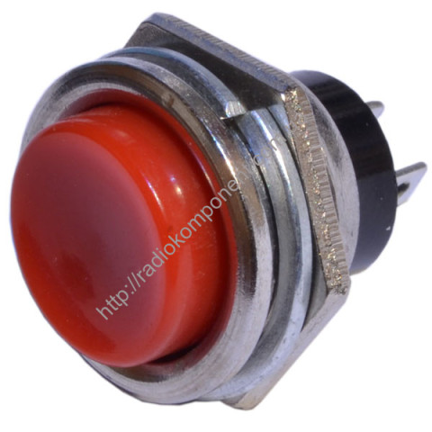 Button PBS-26B 3A/125V short circuit, 16mm, red, OFF-(ON), 2pin