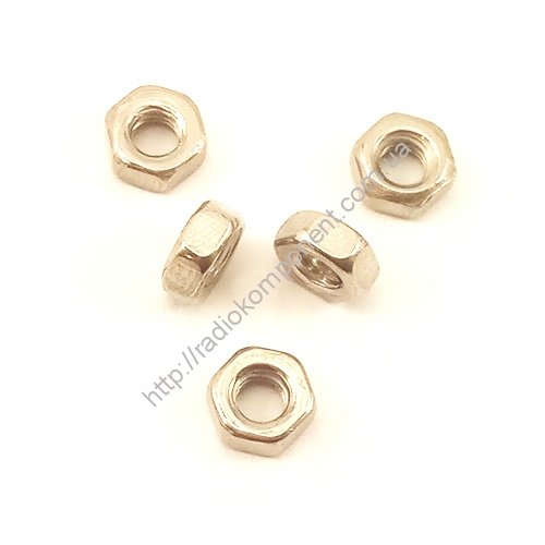 Гайка  М4 латунная никелированная шестигранная