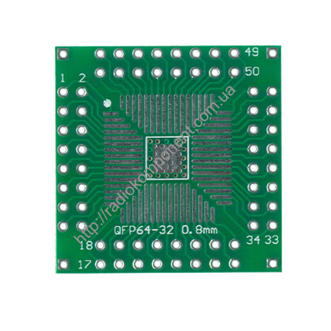Breadboard adapter QFP64-32 0.8mm/QFP64 0.5mm