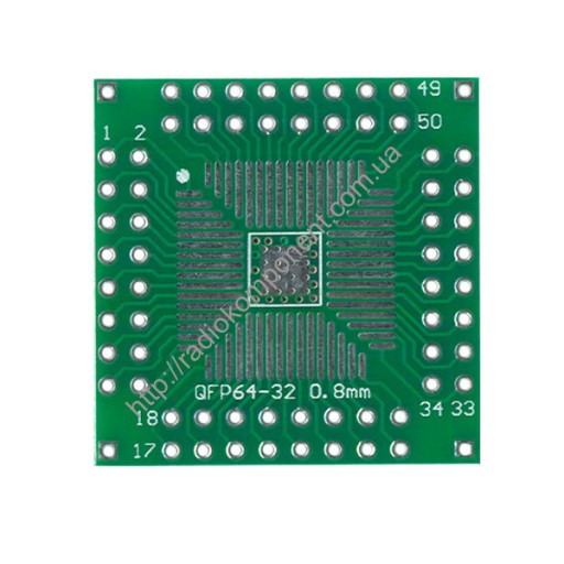 Макетная плата переходник QFP64-32 0,8mm/QFP64 0.5mm