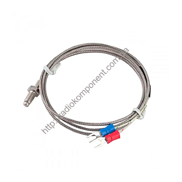 Термопара K-типа 2 метра в экранированном проводе крепление - болт М6