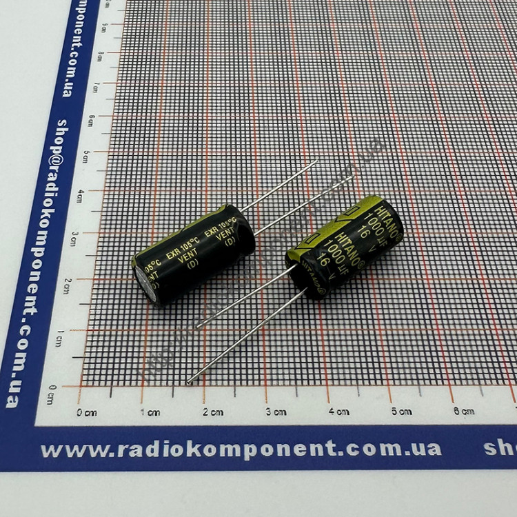 Capacitor 1000uF 16V 10x21mm (EXR102M16B) Low ESR Hitano