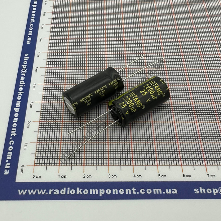 Capacitor 2200uF 25V 13x26mm (EXR222M25BA) Low ESR Hitano