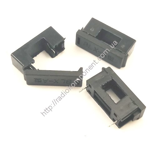 Тримач запобіжника 5х20мм під пайку в плату чорний із кришкою-засувкою BLX-A