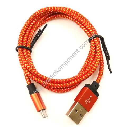 Кабель USB - microUSB в тканевой оплётке, 1м, тип1