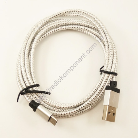 Кабель USB - microUSB в тканинному обплетенні, 2м, тип2
