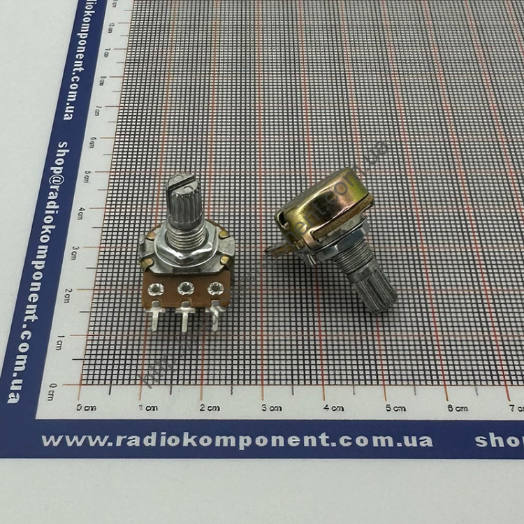 Резистор змінний 1 kОм WH148-1A-2 B 3pin прямий, шток L=15mm