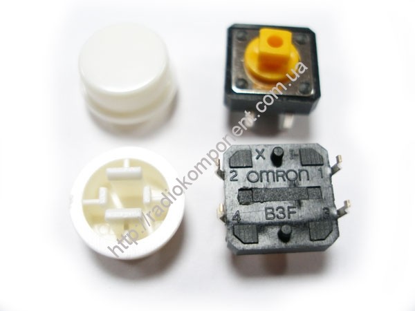 Кнопка тактовая 12 * 12 * 7.3 мм с крышкой (белая)