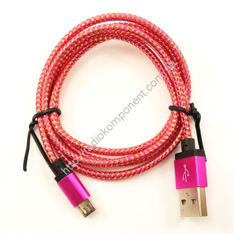 Кабель USB - microUSB в тканинному обплетенні, 1м, тип3