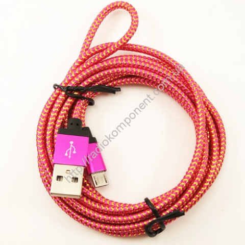 Cable USB - microUSB braided fabric, 2m, type 3