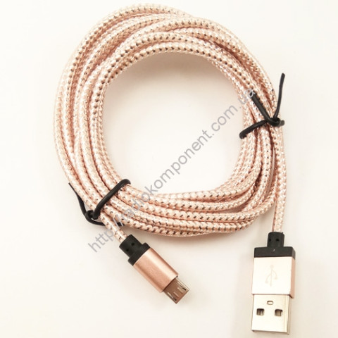 Кабель USB - microUSB в тканинному обплетенні, 2м, тип4