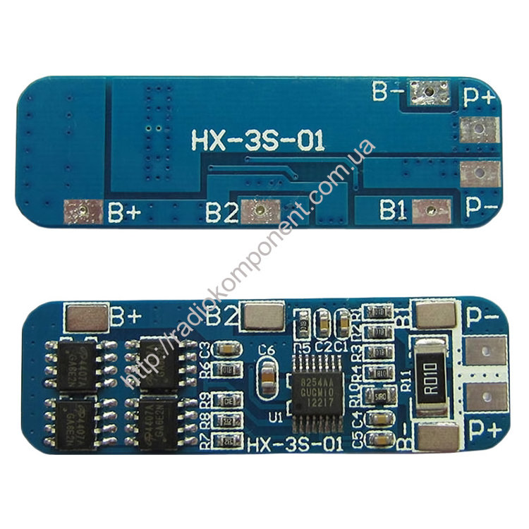 BMS charge-discharge controller for 3 Li-Ion batteries 18650 HX-3S-01 8A 11.1-12.6V