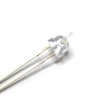 Світлодіод білий 4.8mm ультраяркий, прозорий, лінза 120*