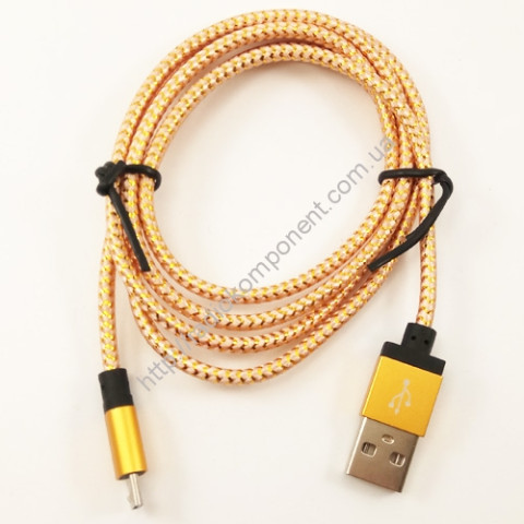 Кабель USB - microUSB в тканинному обплетенні, 1м, тип5