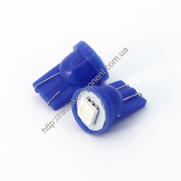 Автолампа T10-5050-1smd синяя