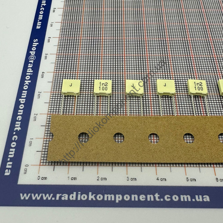 Конденсатор 82EC1120DQ50J, 1200 пФ 100 В 5% (7,2 x 2,5 x 6,5 мм), ПЭТ (металлизированный), 105 °C