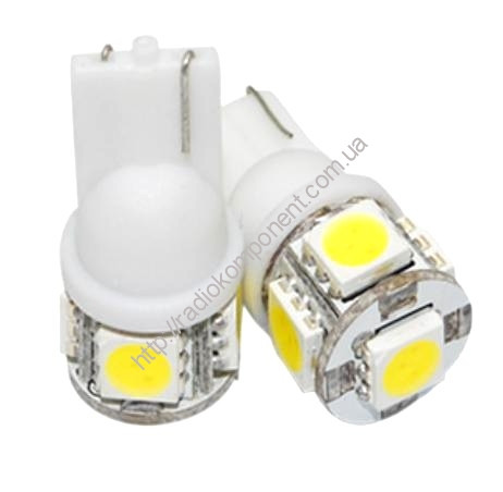 Автомобільна світлодіодна лампа T10 5-SMD 5050 12в