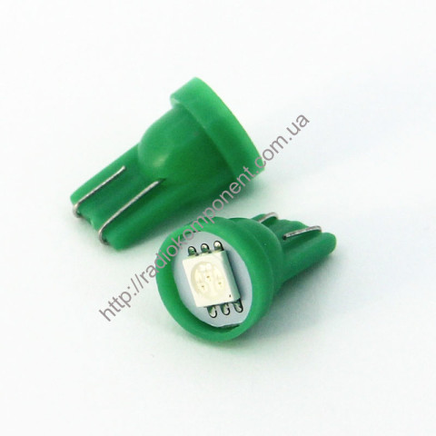 Автолампа T10-5050-1smd зелена