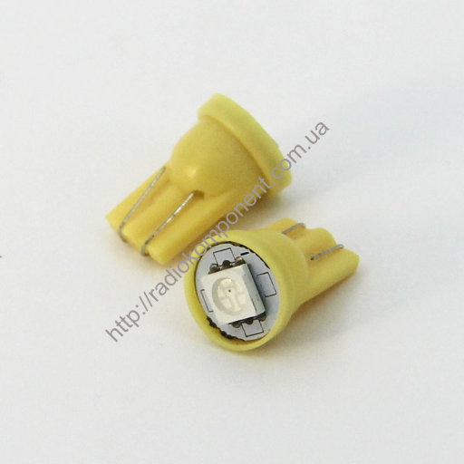 Автолампа T10-5050-1smd желтая