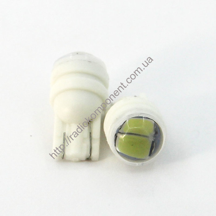 Автолампа T10-5630-2smd з лінзою біла
