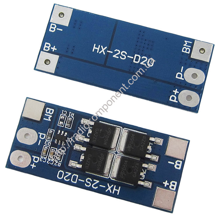 BMS charge-discharge controller for 2 Li-Ion batteries 18650 HX-2S-D20 13/20A 7.4V