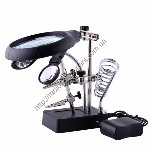 Holder with LED light, soldering iron stand and magnifier (third hand) MG16129-C (ZD126-3)
