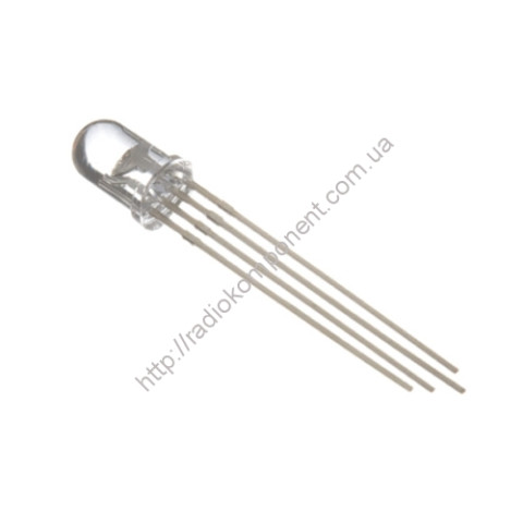 Светодиод 5мм RGB прозрачный 4pin (+)-общий анод