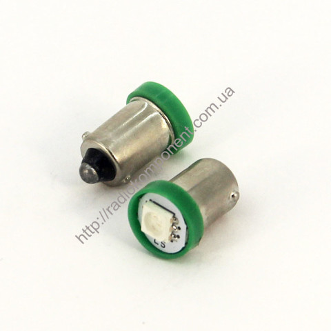 Автолампа BA9S-5050-1smd зелена