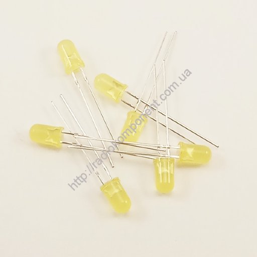 Светодиод 5мм желтый диффузный