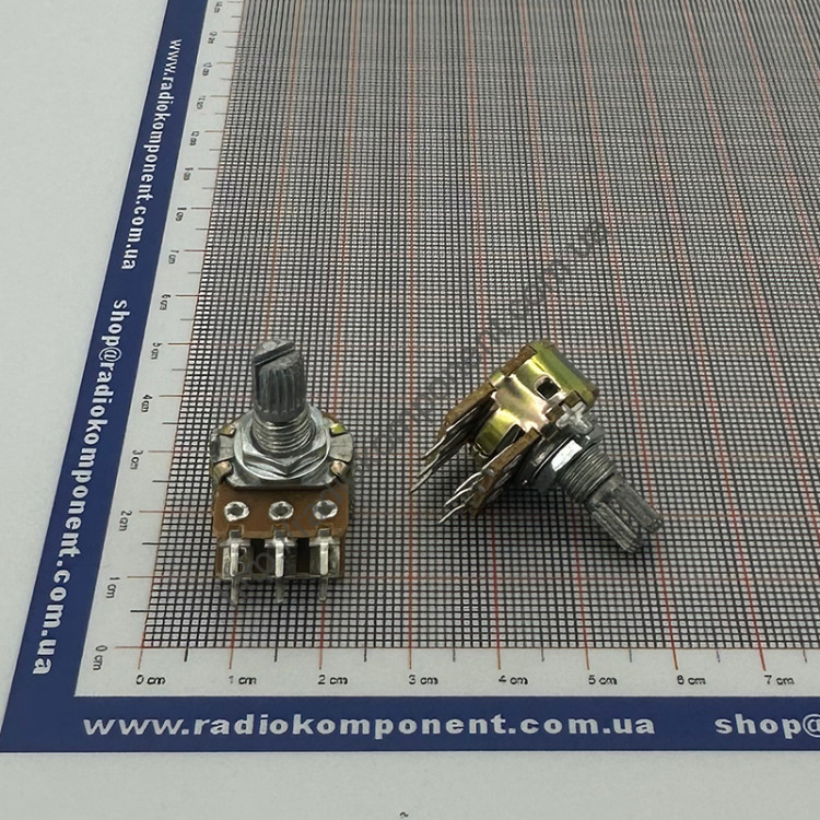 Резистор змінний 20kОм WH148-1B-2 B 6 pin прямий, шток L=15mm
