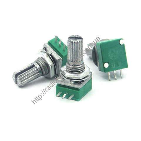 Резистор переменный 10 kОм RK097 B 3pin, шток L=15mm