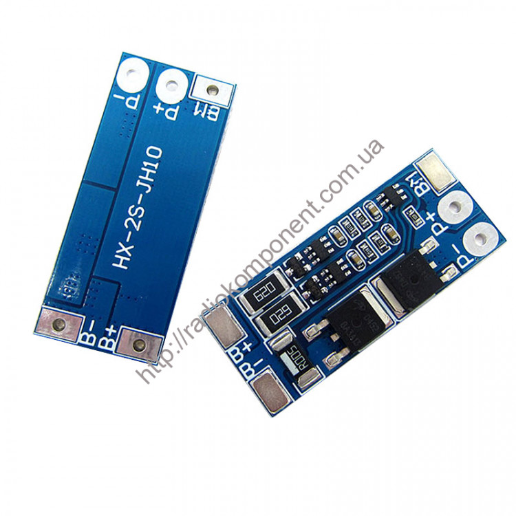 BMS контролер заряду-розряду для 2-х Li-Ion акумуляторів 18650 з балансиром HX-2S-JH10 8/10 A 7.4V