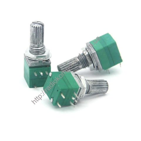 Резистор переменный 10 kОм RK097 B 5pin с выключателем, шток L=15mm