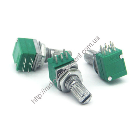 Резистор переменный 100 kОм RK097 B 6pin, шток L=15mm