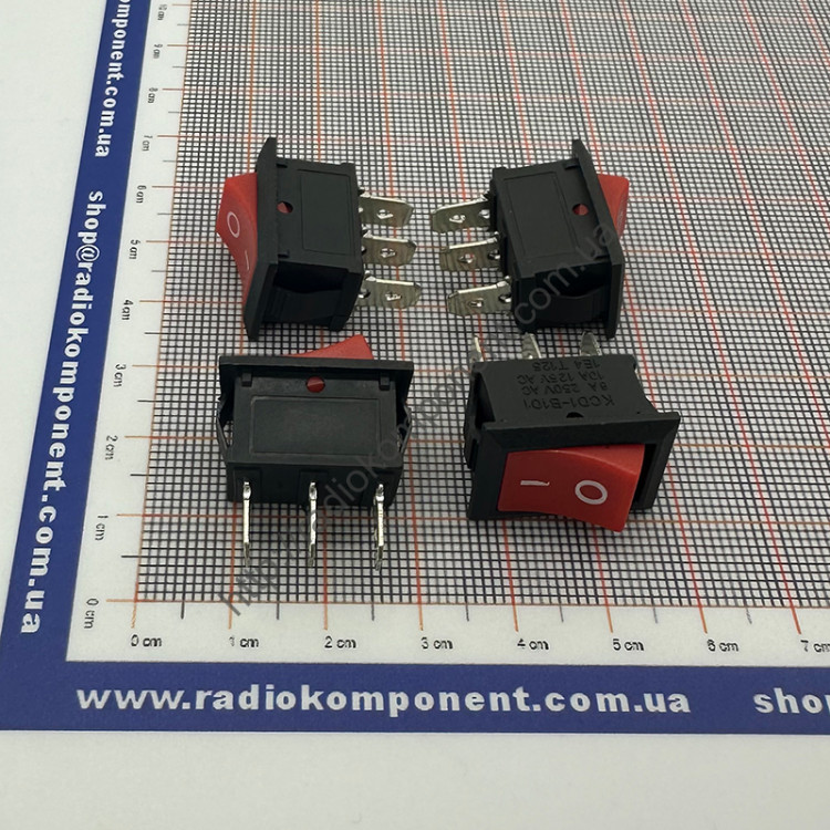 KCD1-102 3Pin 6A 250V Red Pushbutton Switch