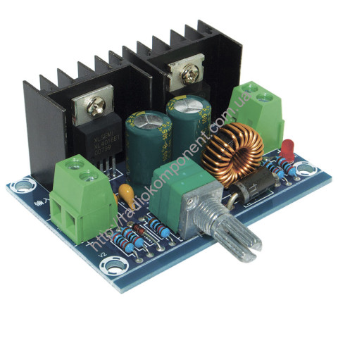 Модуль XL4016E1+R знижувальний DC-DC перетворювач із регулятором Uin 4-40V, Uout 1.25-36V, 8A, 180KHz