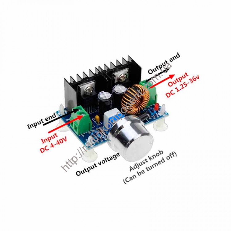 Module XL4016E1+R step-down DC-DC converter with regulator Uin 4-40V, Uout 1.25-36V, 8A, 180KHz