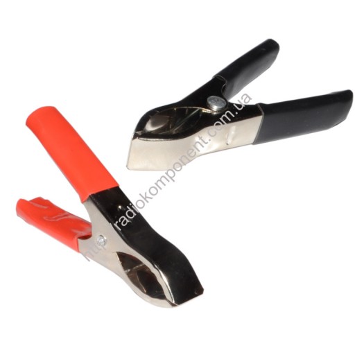 Зажим крокодил 30А аккумуляторный пара красный + черный, L=70мм