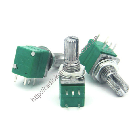 Variable resistor 20 kOhm RK097 B 5pin with switch, stem L=15mm
