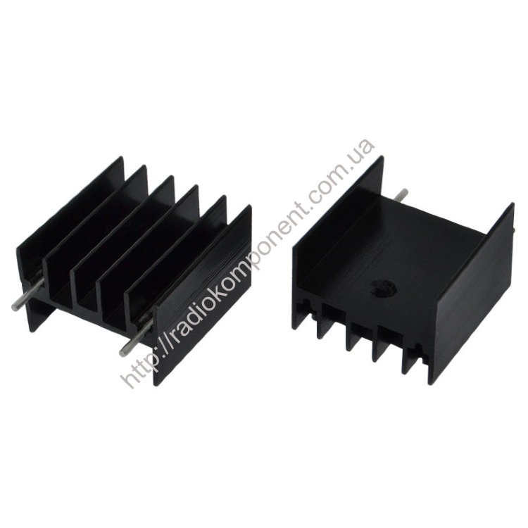 Радиатор TO220 25x23x16 мм c двумя ножками черный