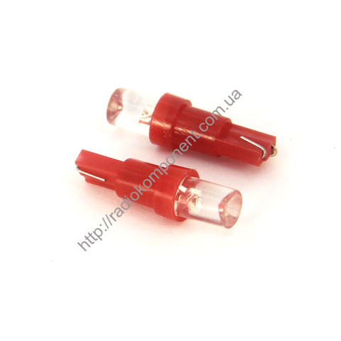 Автолампа T5-вогнутая 1 LED 12v красная