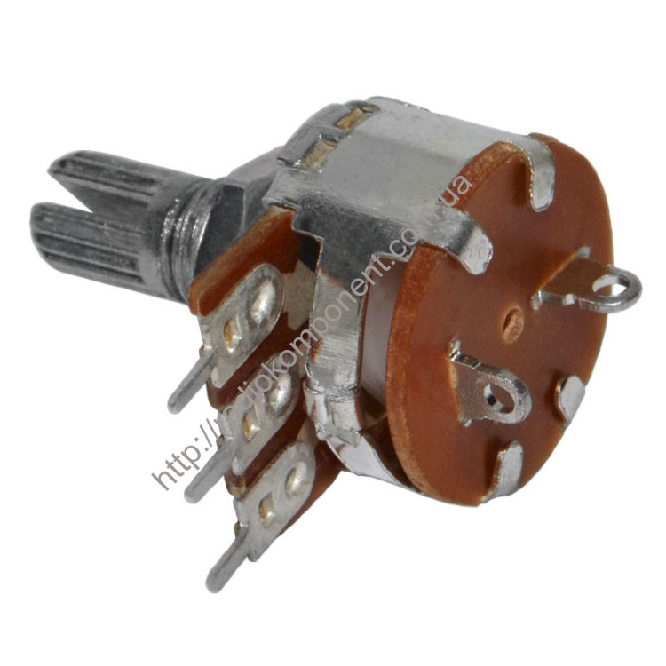 Резистор змінний 500 kОм S16KN1-B500K 5pin із вимикачем, шток L=15mm